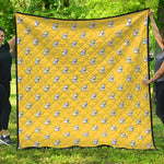 French Bulldog Puppy With Baseball Print Quilt