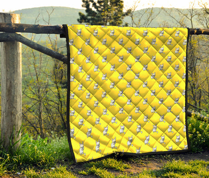 French Bulldog Puppy With Baseball Print Quilt