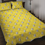 French Bulldog Puppy With Baseball Print Quilt Bed Set