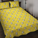 French Bulldog Puppy With Baseball Print Quilt Bed Set