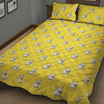 French Bulldog Puppy With Baseball Print Quilt Bed Set