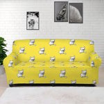 French Bulldog Puppy With Baseball Print Sofa Cover