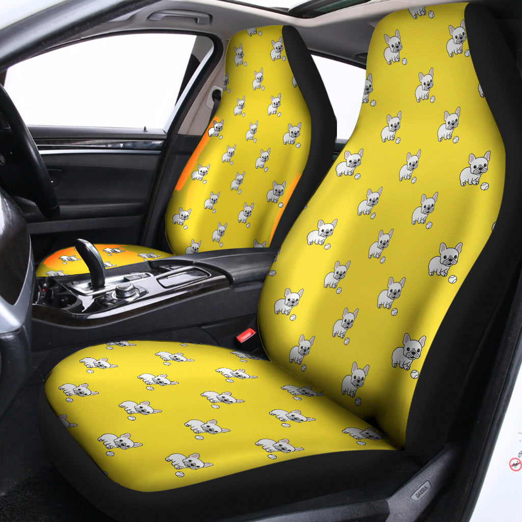French Bulldog Puppy With Baseball Print Universal Fit Car Seat Covers