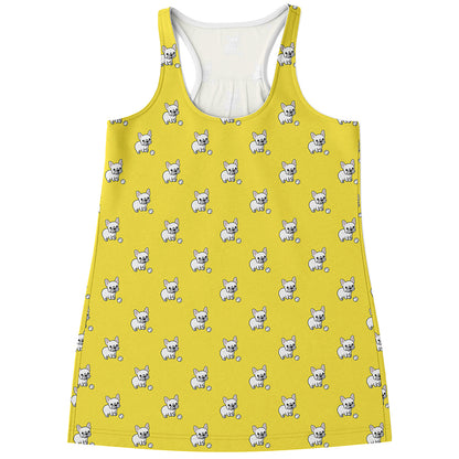 French Bulldog Puppy With Baseball Print Women's Racerback Tank Top