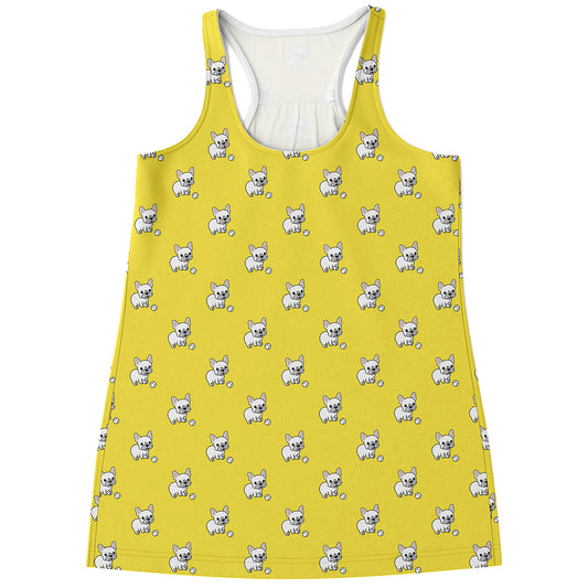 French Bulldog Puppy With Baseball Print Women's Racerback Tank Top