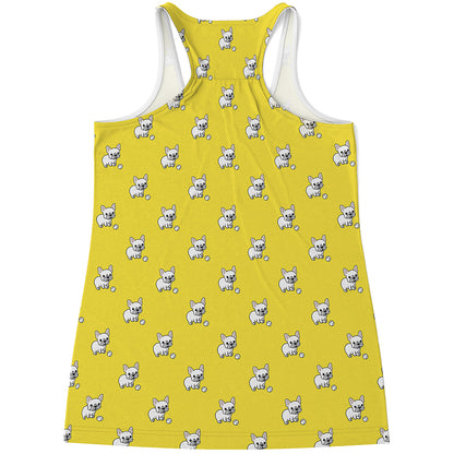 French Bulldog Puppy With Baseball Print Women's Racerback Tank Top