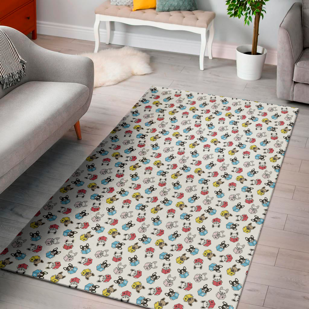 French Bulldog Reading Book Print Area Rug