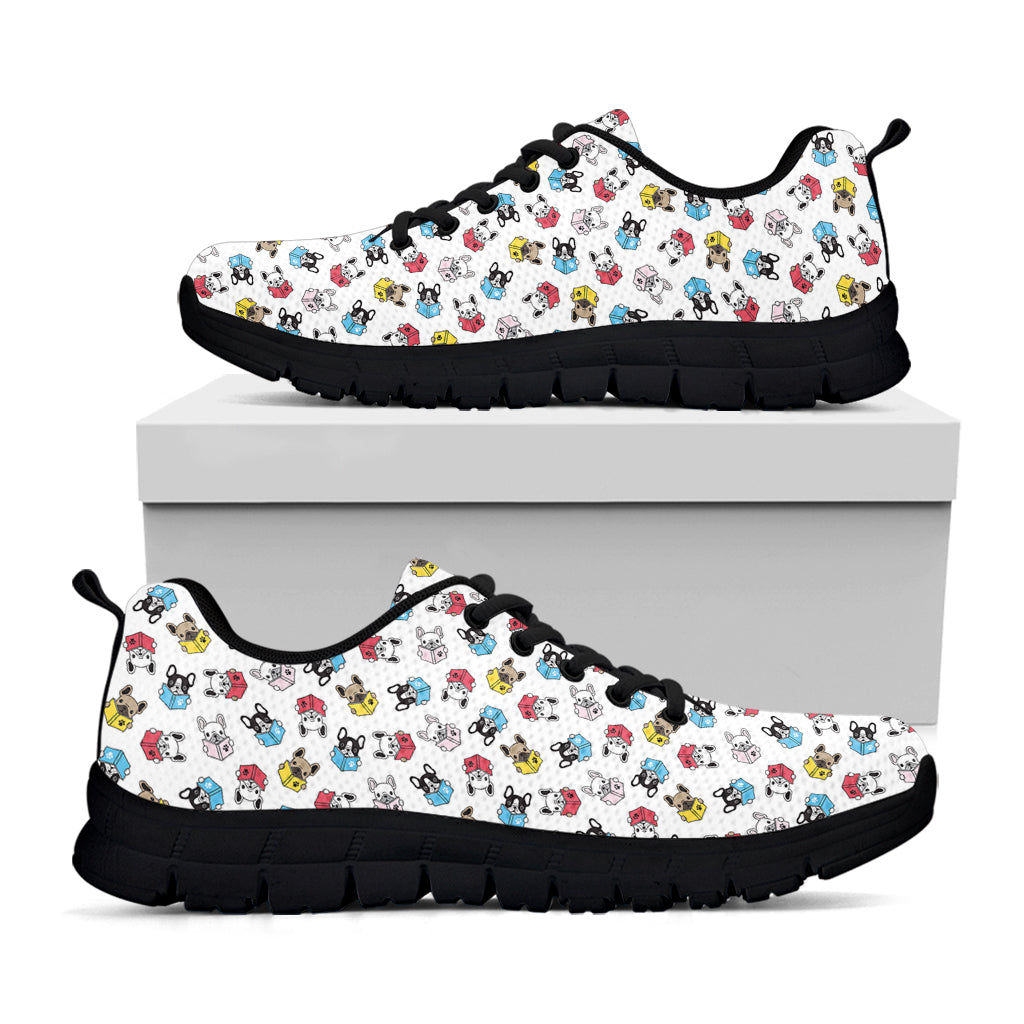 French Bulldog Reading Book Print Black Sneakers
