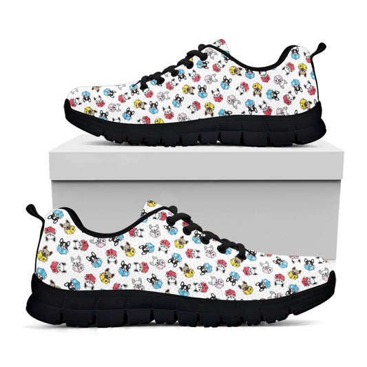 French Bulldog Reading Book Print Black Sneakers