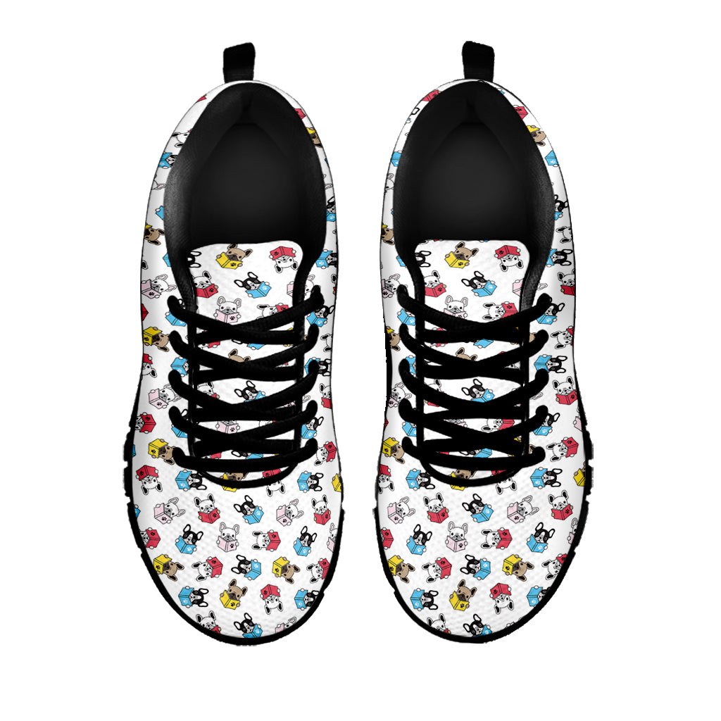 French Bulldog Reading Book Print Black Sneakers