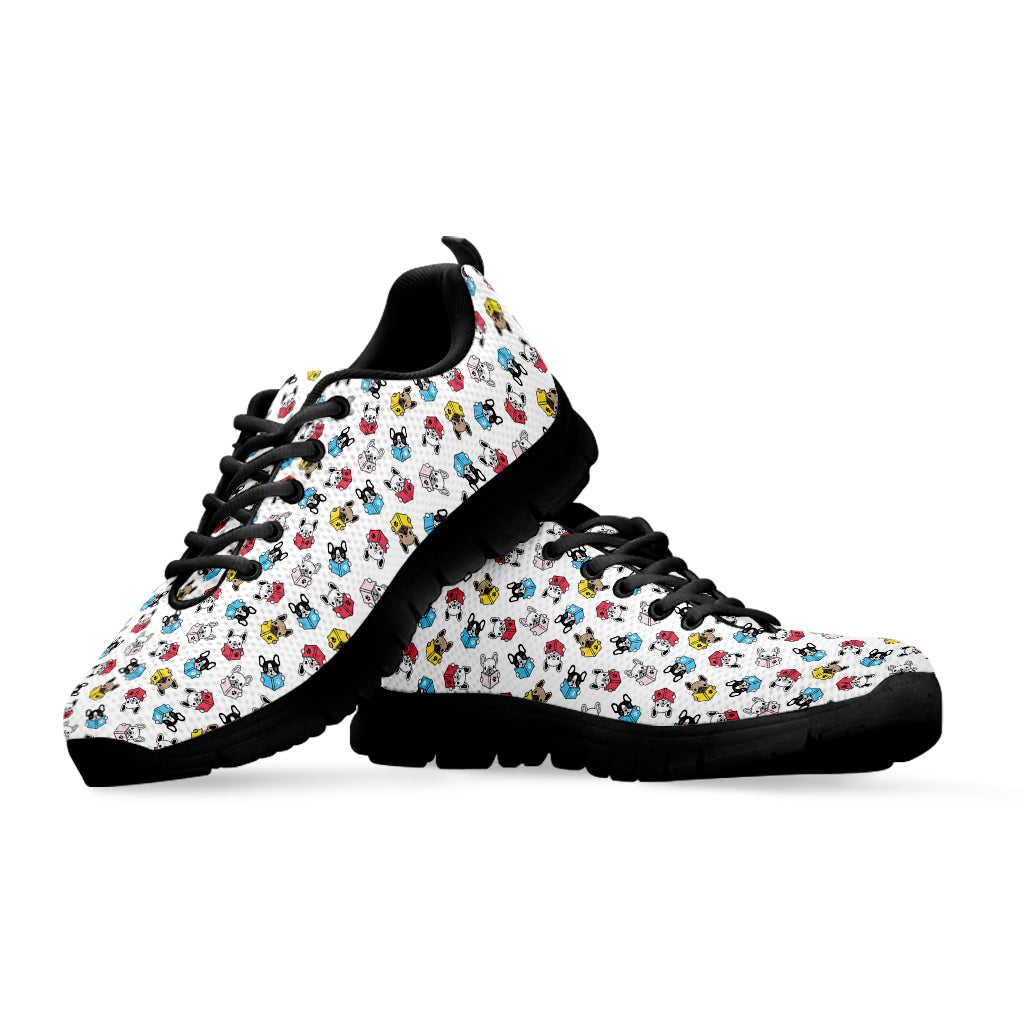 French Bulldog Reading Book Print Black Sneakers