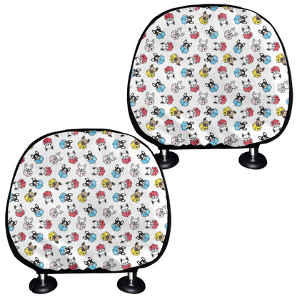French Bulldog Reading Book Print Car Headrest Covers