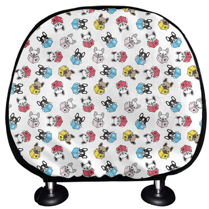 French Bulldog Reading Book Print Car Headrest Covers