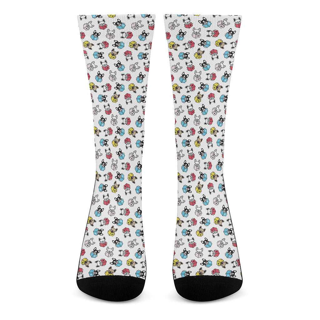 French Bulldog Reading Book Print Crew Socks