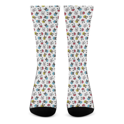 French Bulldog Reading Book Print Crew Socks