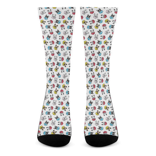 French Bulldog Reading Book Print Crew Socks