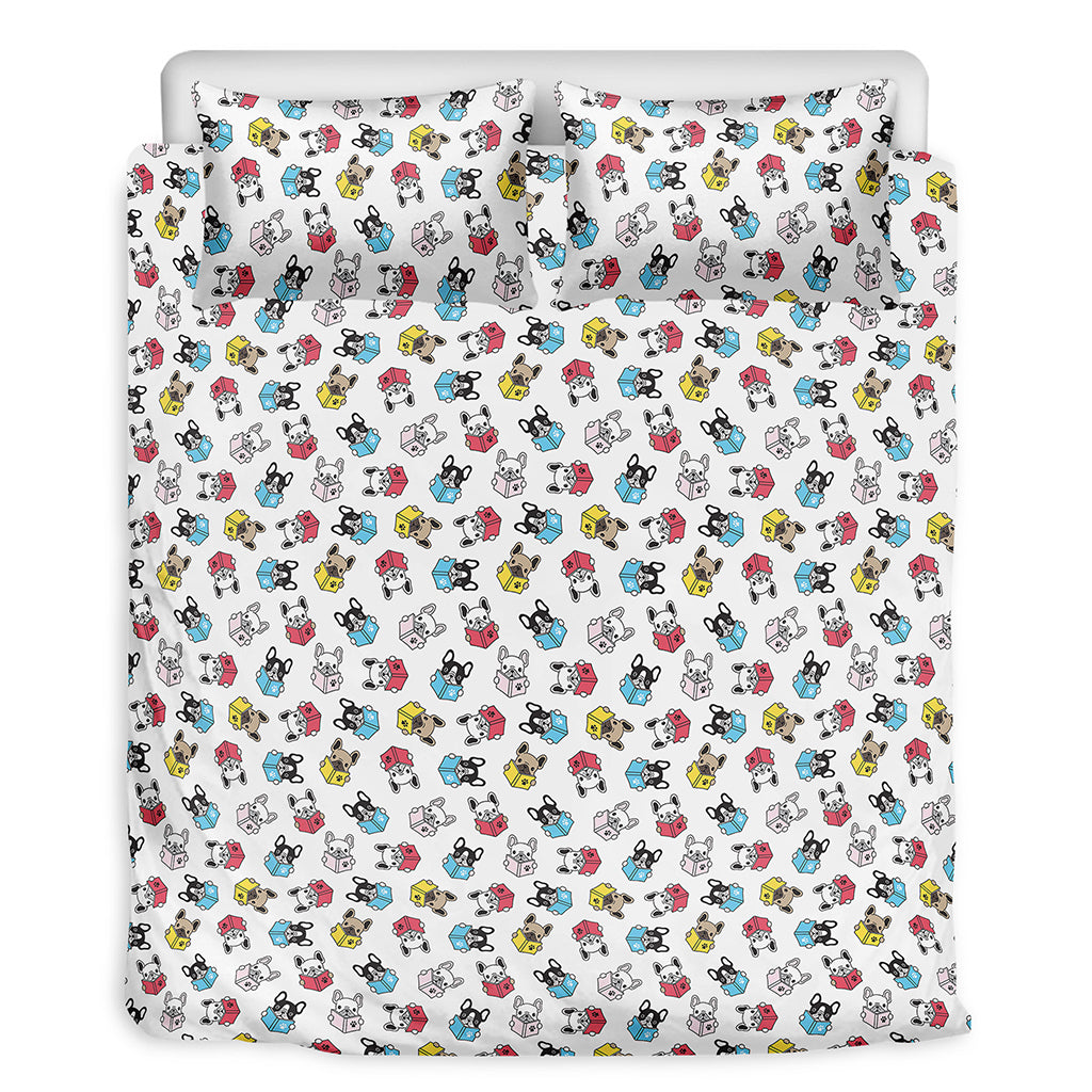 French Bulldog Reading Book Print Duvet Cover Bedding Set