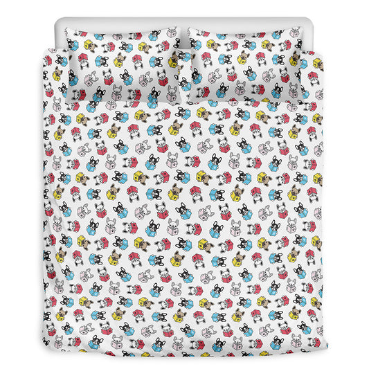 French Bulldog Reading Book Print Duvet Cover Bedding Set