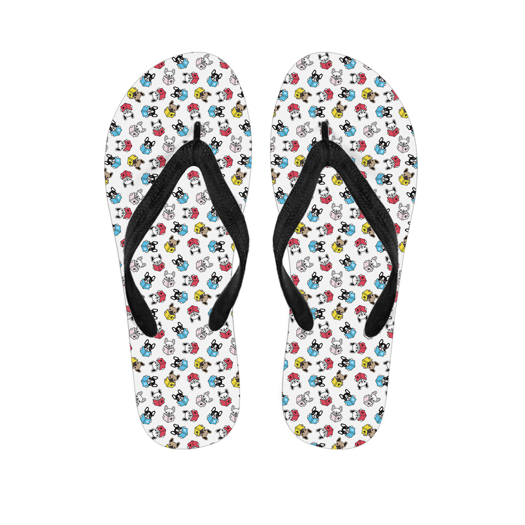 French Bulldog Reading Book Print Flip Flops