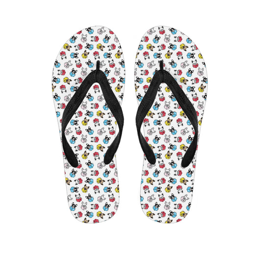 French Bulldog Reading Book Print Flip Flops