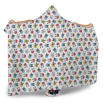 French Bulldog Reading Book Print Hooded Blanket