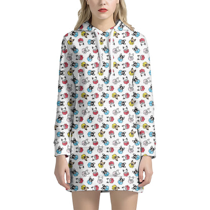 French Bulldog Reading Book Print Hoodie Dress