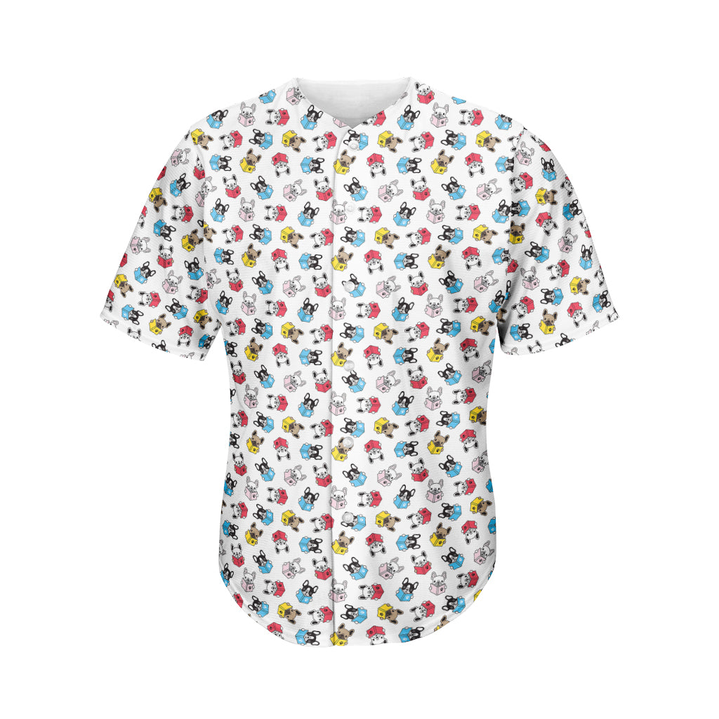 French Bulldog Reading Book Print Men's Baseball Jersey