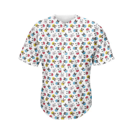 French Bulldog Reading Book Print Men's Baseball Jersey