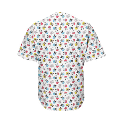 French Bulldog Reading Book Print Men's Baseball Jersey