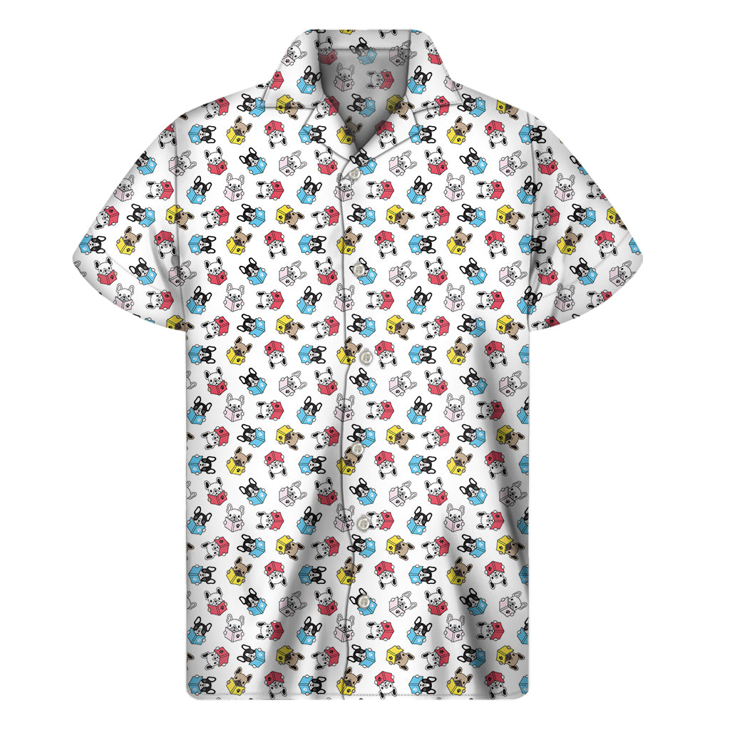 French Bulldog Reading Book Print Men's Short Sleeve Shirt