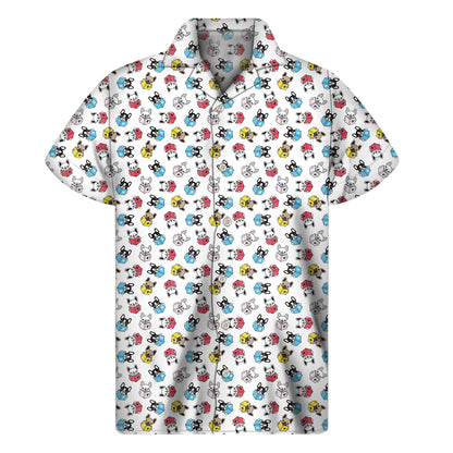 French Bulldog Reading Book Print Men's Short Sleeve Shirt