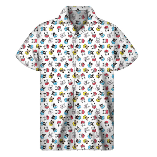 French Bulldog Reading Book Print Men's Short Sleeve Shirt
