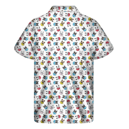 French Bulldog Reading Book Print Men's Short Sleeve Shirt
