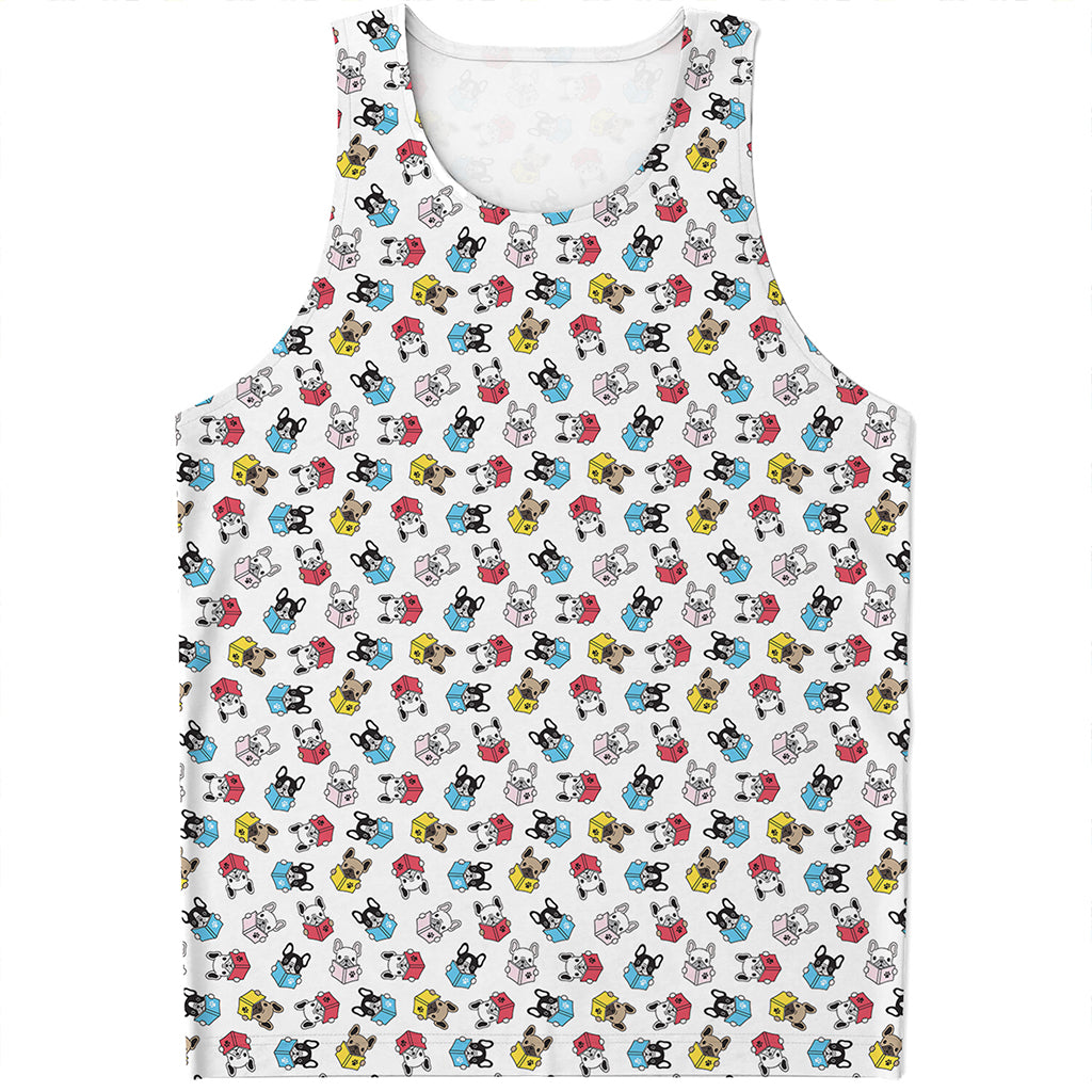 French Bulldog Reading Book Print Men's Tank Top