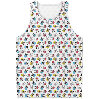 French Bulldog Reading Book Print Men's Tank Top