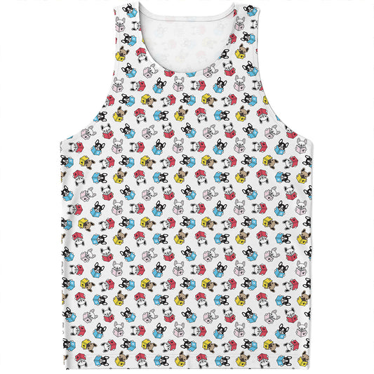 French Bulldog Reading Book Print Men's Tank Top
