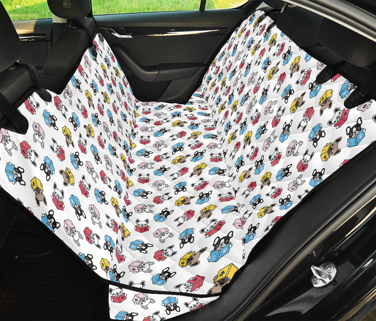 French Bulldog Reading Book Print Pet Car Back Seat Cover