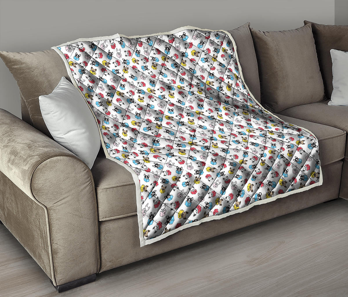 French Bulldog Reading Book Print Quilt