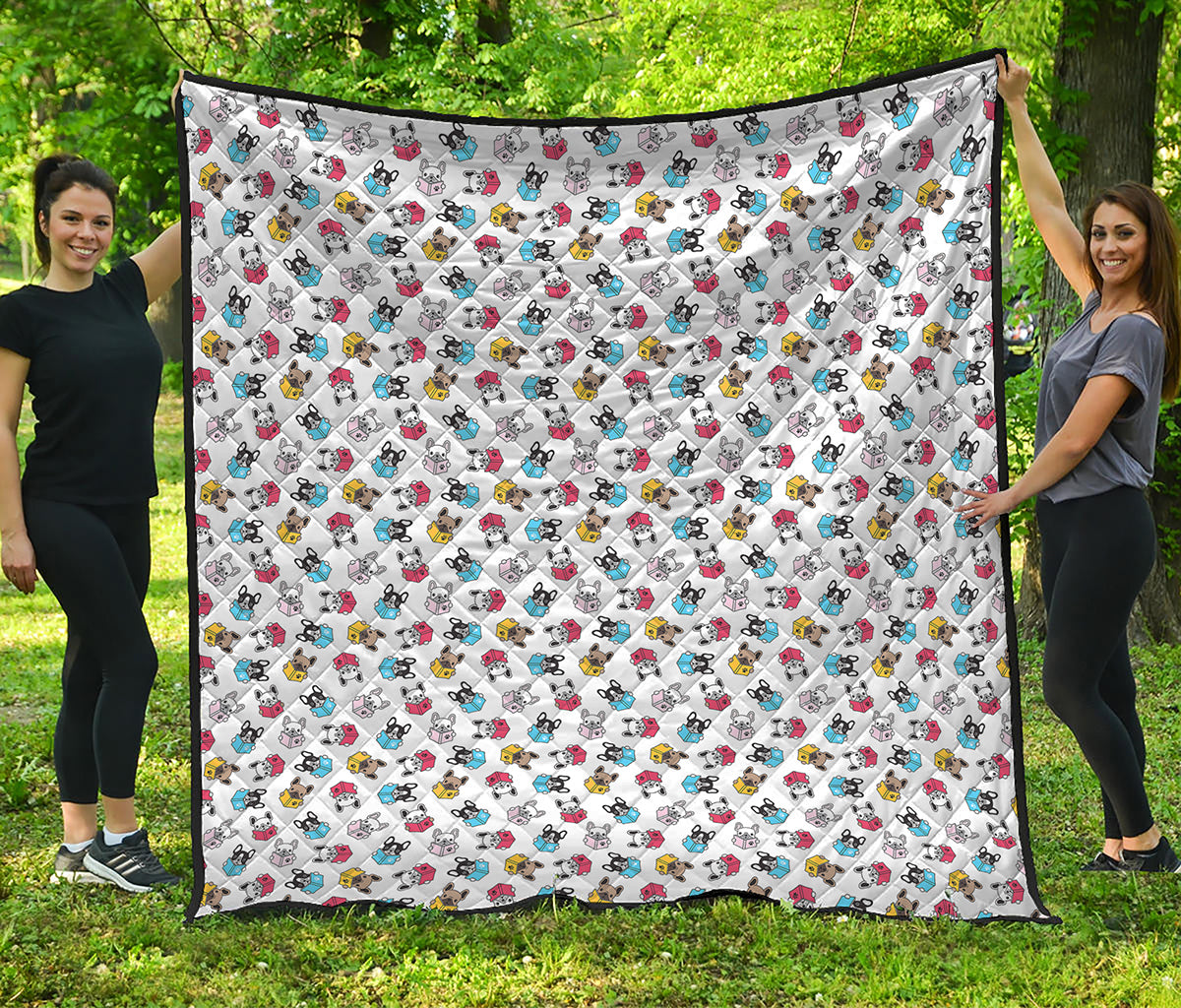French Bulldog Reading Book Print Quilt