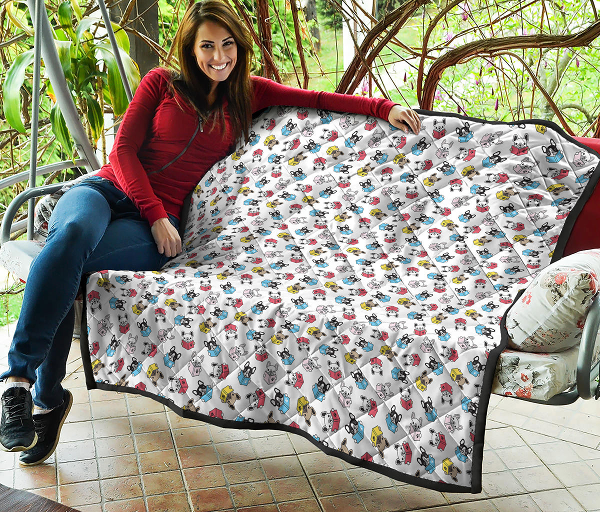 French Bulldog Reading Book Print Quilt