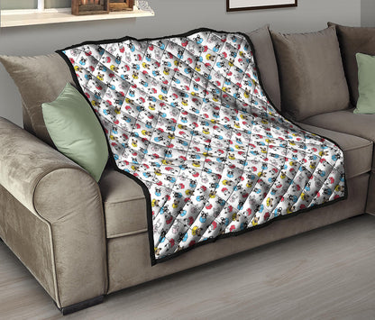 French Bulldog Reading Book Print Quilt