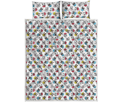 French Bulldog Reading Book Print Quilt Bed Set
