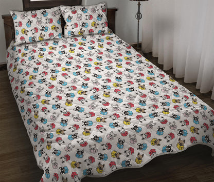 French Bulldog Reading Book Print Quilt Bed Set