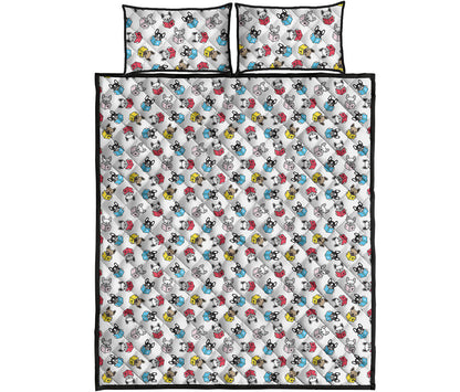 French Bulldog Reading Book Print Quilt Bed Set