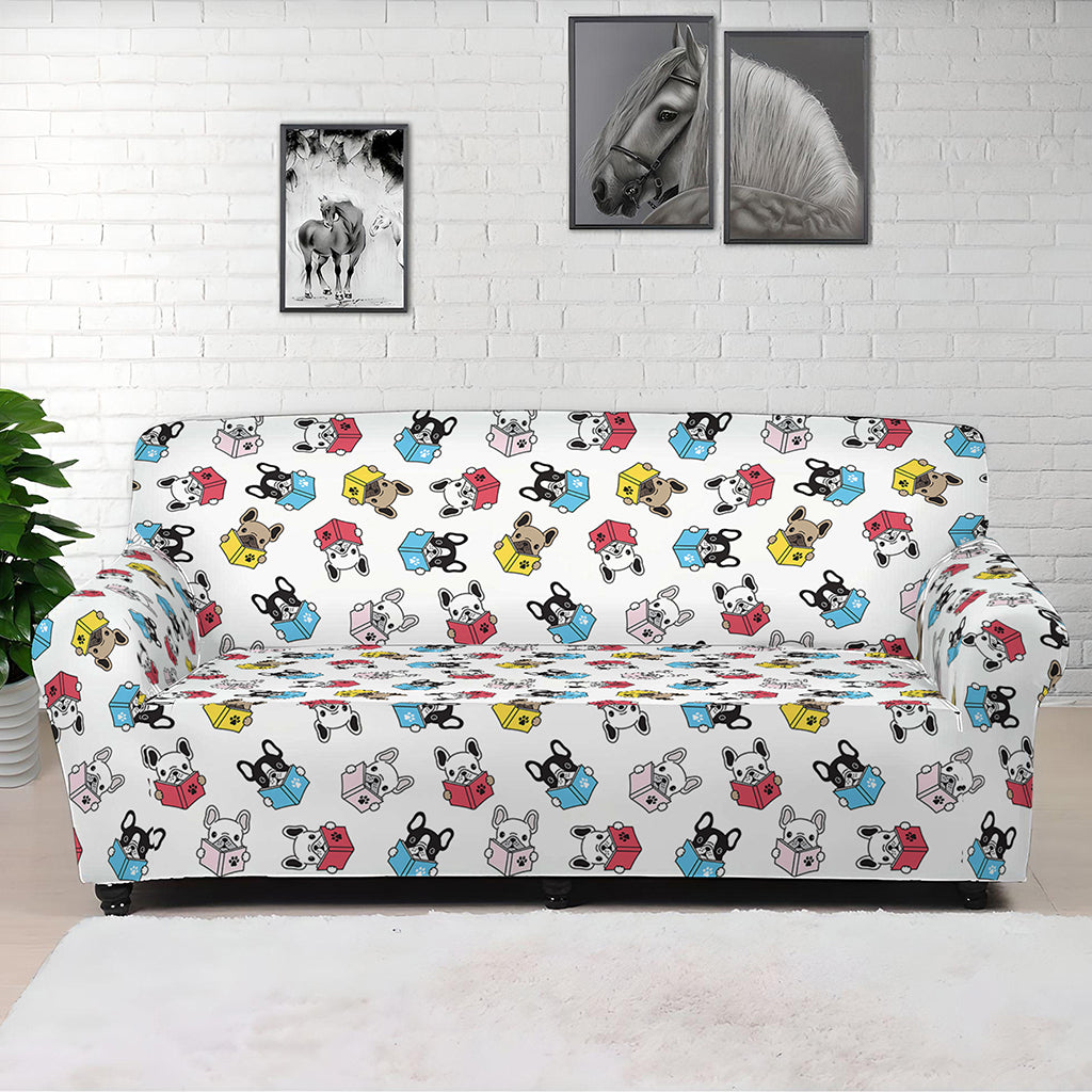 French Bulldog Reading Book Print Sofa Cover