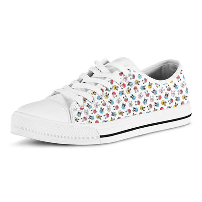 French Bulldog Reading Book Print White Low Top Shoes