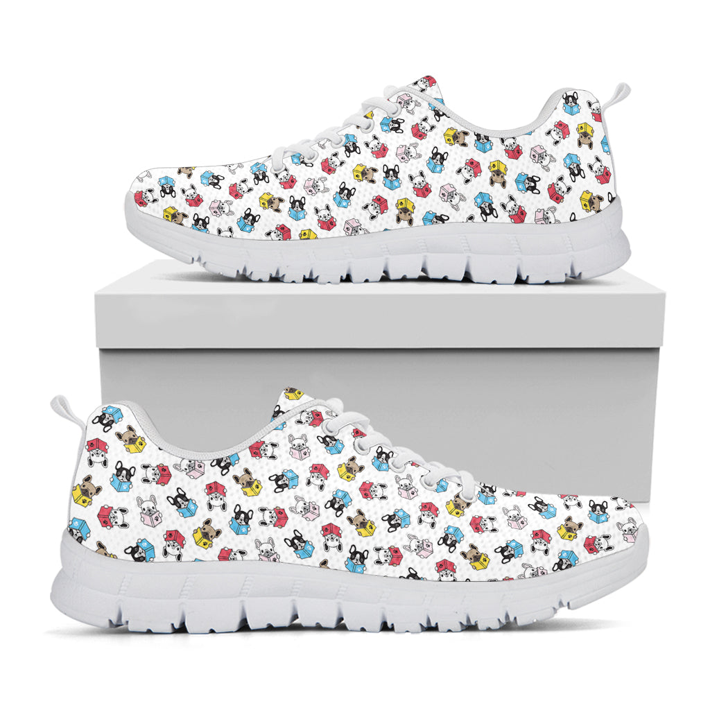 French Bulldog Reading Book Print White Sneakers