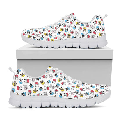 French Bulldog Reading Book Print White Sneakers