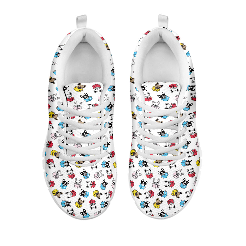 French Bulldog Reading Book Print White Sneakers