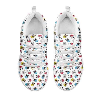 French Bulldog Reading Book Print White Sneakers